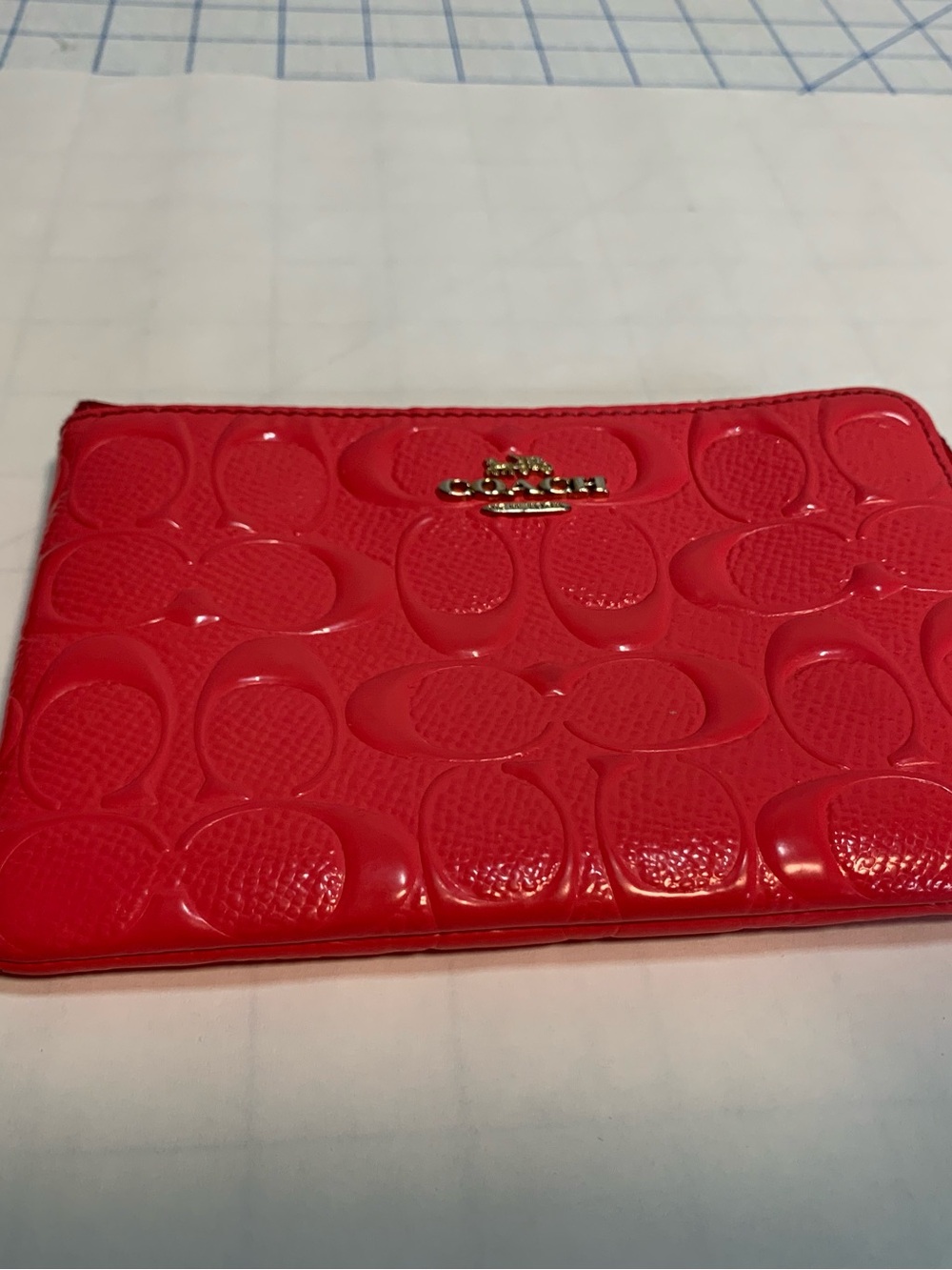 Coach PinkPatent Embossed Tablet Sleeve with Gold Logo